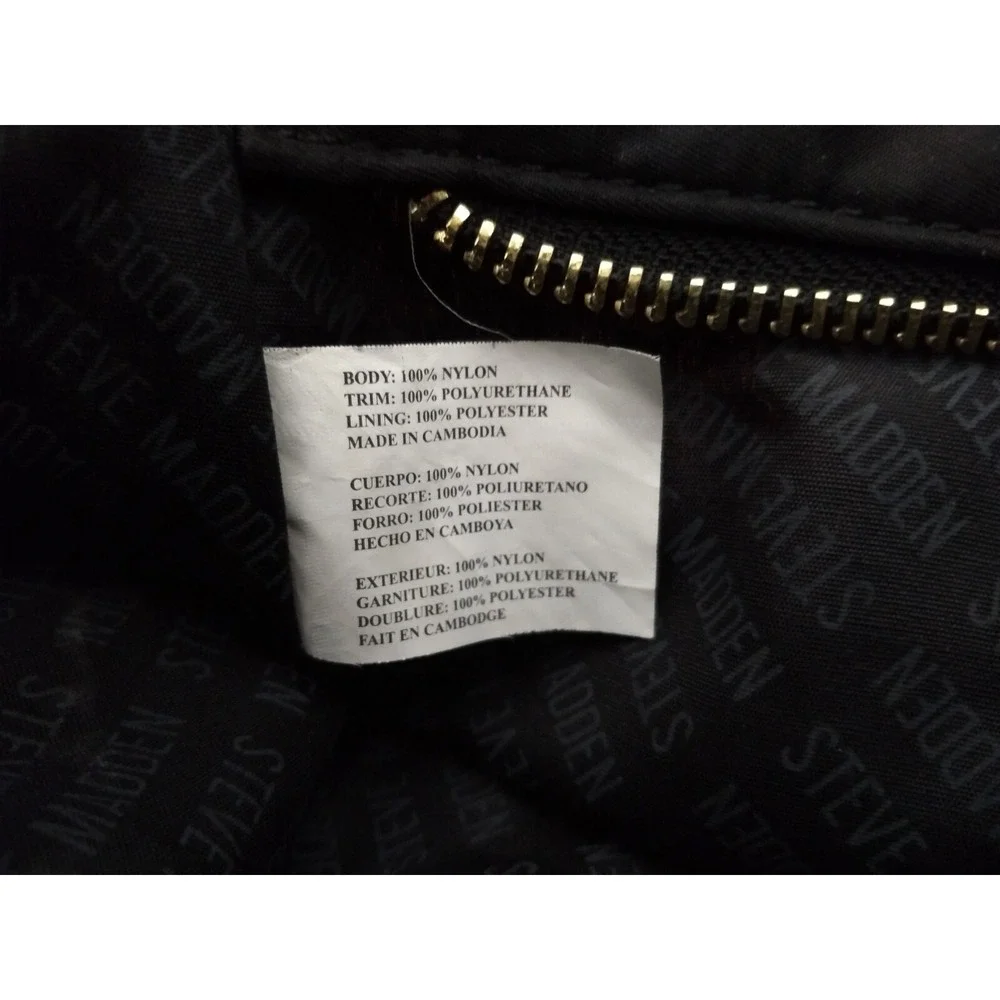 Steve Madden‎ Nylon Quilted Duffel Bag Floral Pink Black Weekend Tote Logo Strap